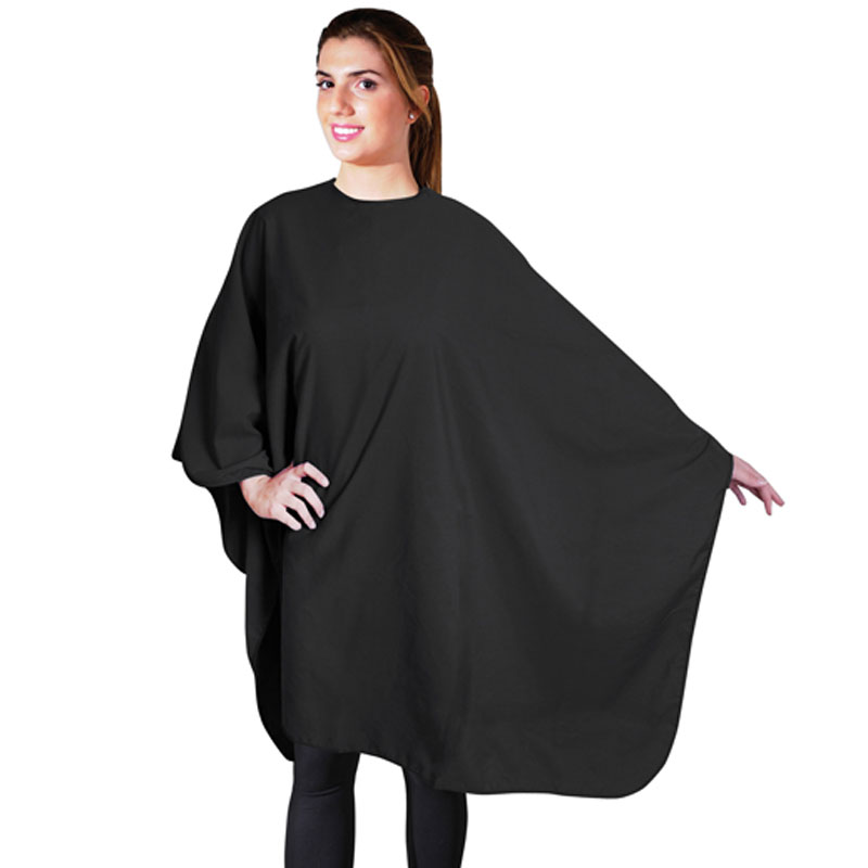 Peignoir cape noir nylon et coton 135x140cm